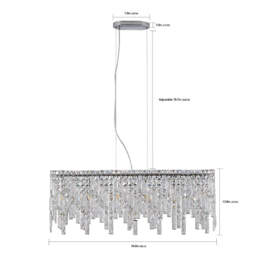 Silver Cascade Elegant Oval Crystal Chandelier - LUUGAA