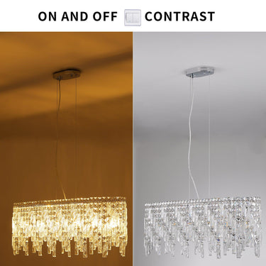 Silver Cascade Elegant Oval Crystal Chandelier - LUUGAA