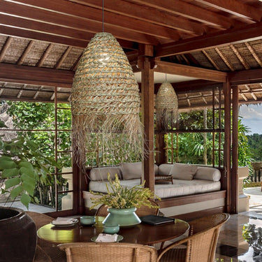Straw Hat Rattan Woven Pendant Light - LUUGAA