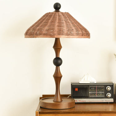 Striped Rattan Shade Table Lamp - LUUGAA