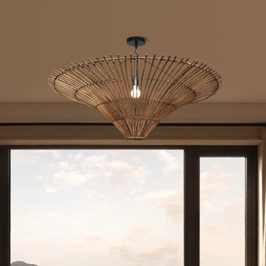 Time Funnel Rattan Woven Pendant Light - LUUGAA