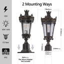 Vintage Crown Outdoor Post Lantern - LUUGAA