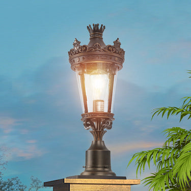 Vintage Crown Outdoor Post Lantern - LUUGAA