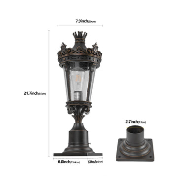Vintage Crown Outdoor Post Lantern - LUUGAA