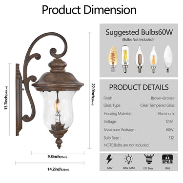 Vintage Outdoor Lantern Wall Light - LUUGAA