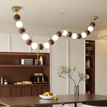 Walnut Bead Necklace Chandelier - LUUGAA