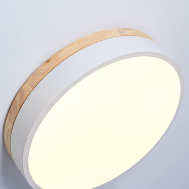 White Round Wooden Ceiling Lamp - LUUGAA