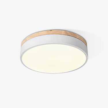 White Round Wooden Ceiling Lamp - LUUGAA