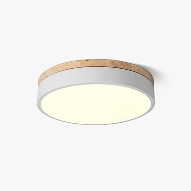 White Round Wooden Ceiling Lamp - LUUGAA