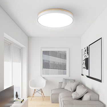 White Round Wooden Ceiling Lamp - LUUGAA