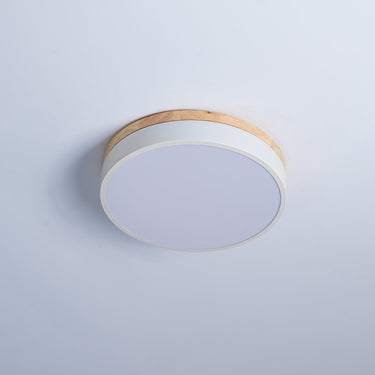 White Round Wooden Ceiling Lamp - LUUGAA