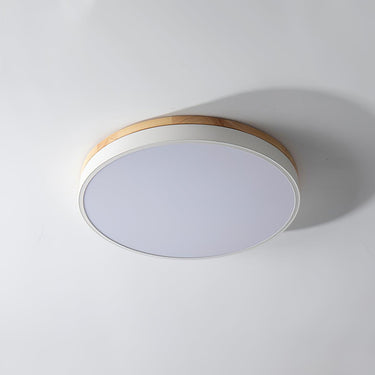 White Round Wooden Ceiling Lamp - LUUGAA