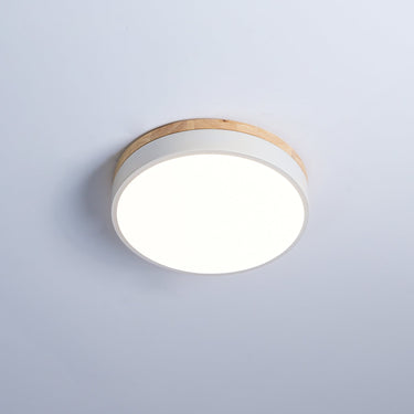 White Round Wooden Ceiling Lamp - LUUGAA