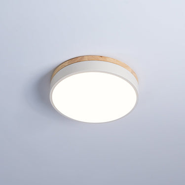 White Round Wooden Ceiling Lamp - LUUGAA