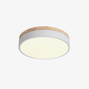 White Round Wooden Ceiling Lamp - LUUGAA